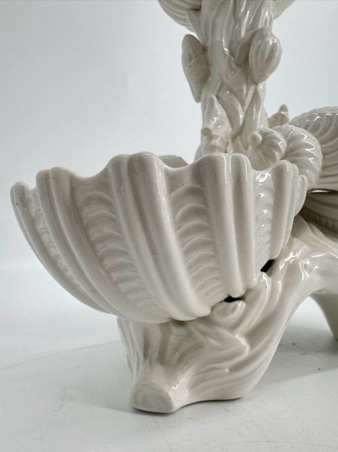 MOTTAHEDEH White Porcelain Shell Tiered 4-Dish Serving Piece