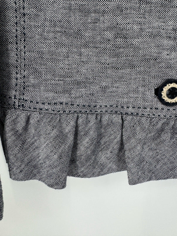 TORY BURCH Size 8 Navy & White Tweed Blazer