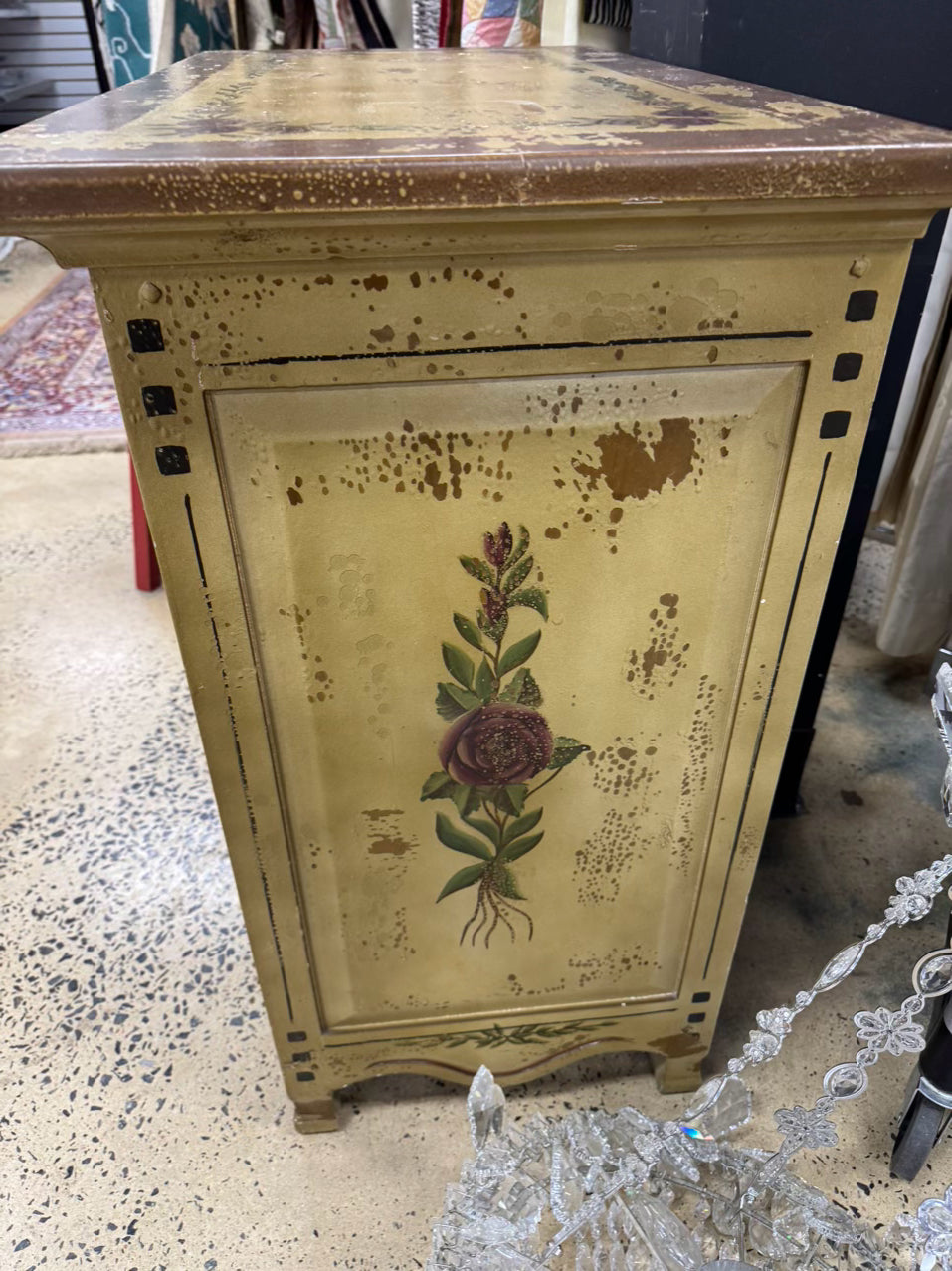 INDONESIA Painted Wood Shabby Chic Rooster Cabinet