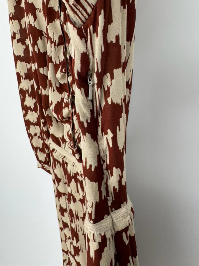 BURBERRY BRIT Size 8 Beige & Rust Silk Dress