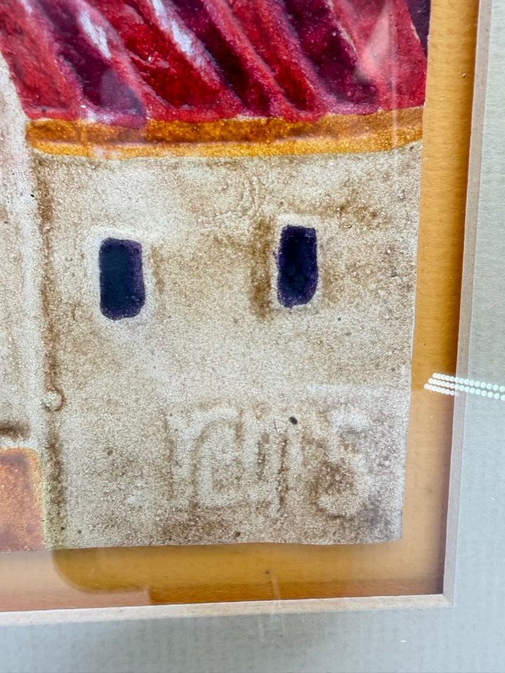 REM'S Raised Relief Village Painting In Wood Frame