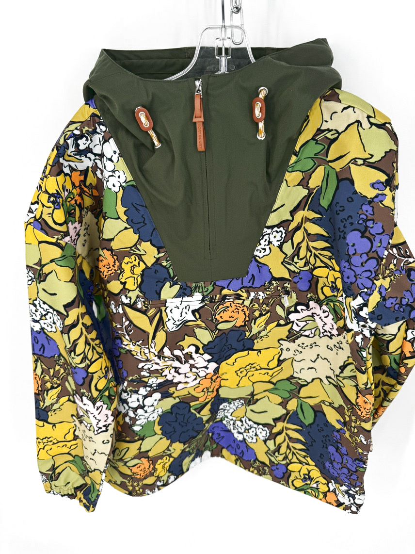 TORY BURCH Size S Multi-Color Floral Half-Zip Rain Jacket NWT
