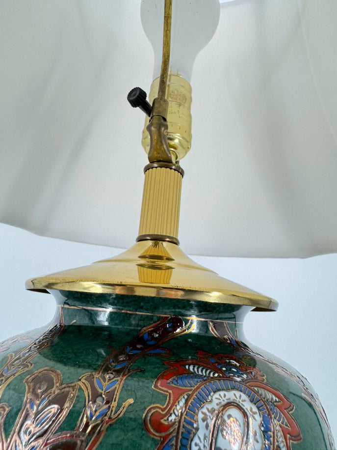 Green Paisley Porcelain Brass Base Lamp