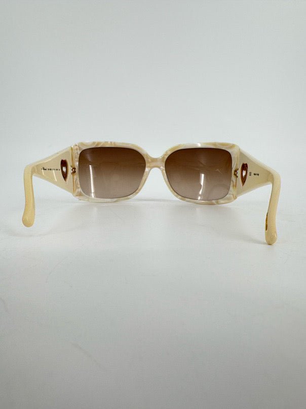 CHOPARD Ivory Marble Effect w/ Rose Gold Heart Detail Sunglasses