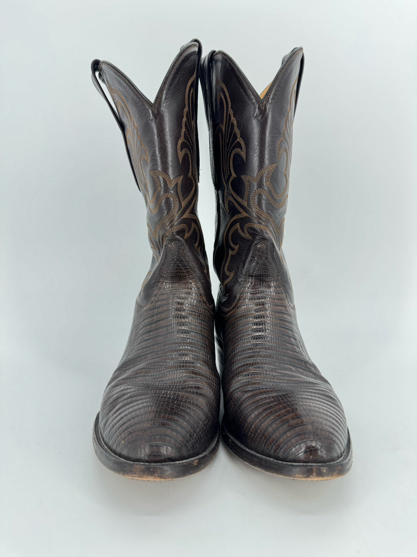 TRES OUTLAWS Size 10 Dark Brown Leather Cowboy Boots