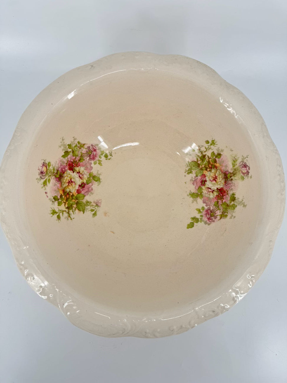 VINTAGE Pink & Green Floral Wash Bowl