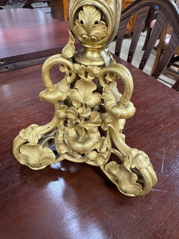 Gold Metal Neoclassical Floral 6-Arm Design Pair of Lamps