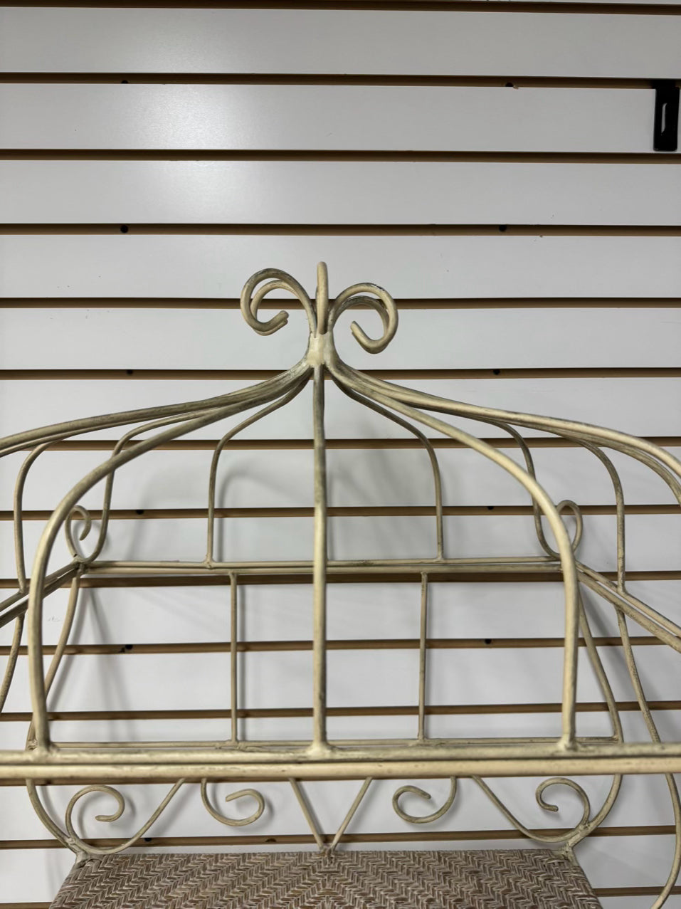 Cream Metal & Wicker Etagere