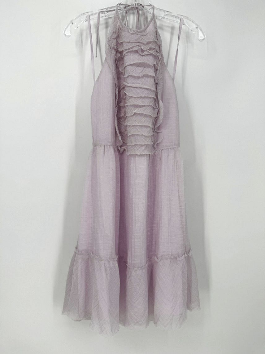L'AGENCE Size 8 Lilac Ruffle Halter Dress