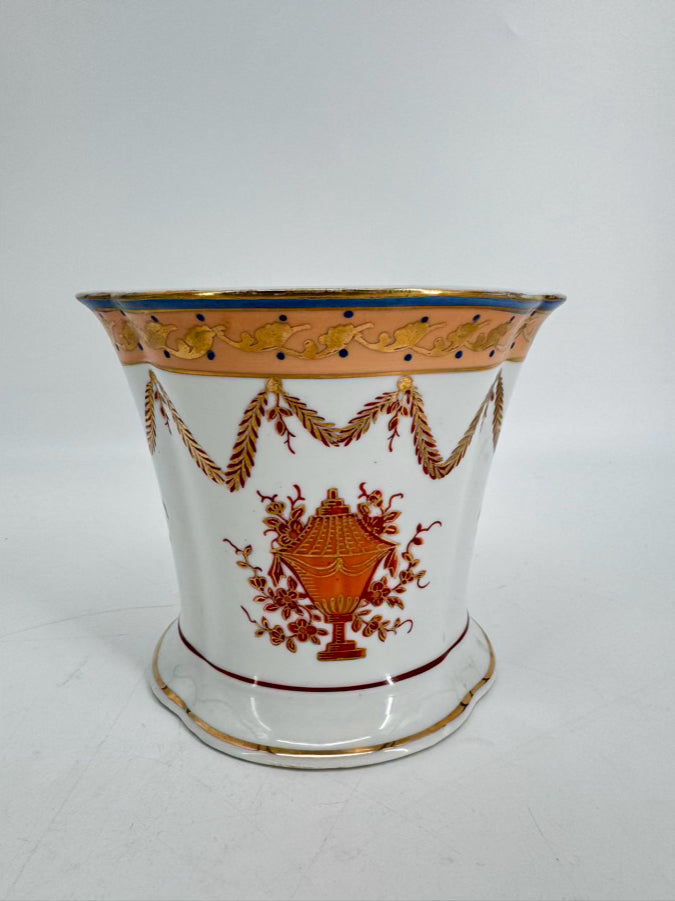 LSCO Rust & Gold Ceramic Handpainted Decorative Cachepot