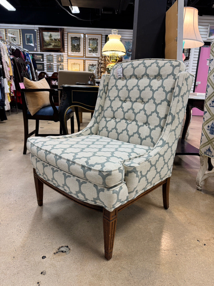 Aqua & Cream Geometric Chair
