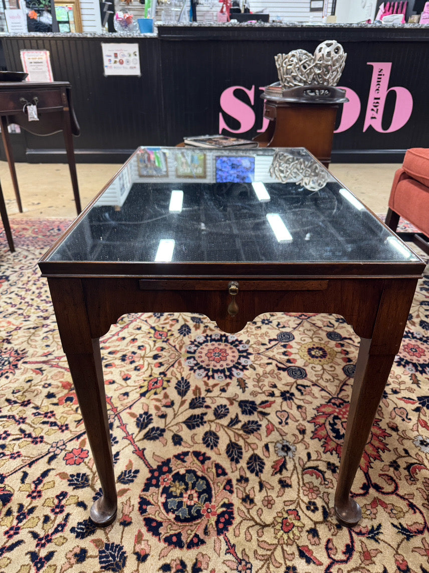 VINTAGE Wood Mirrored-Top Tea Table