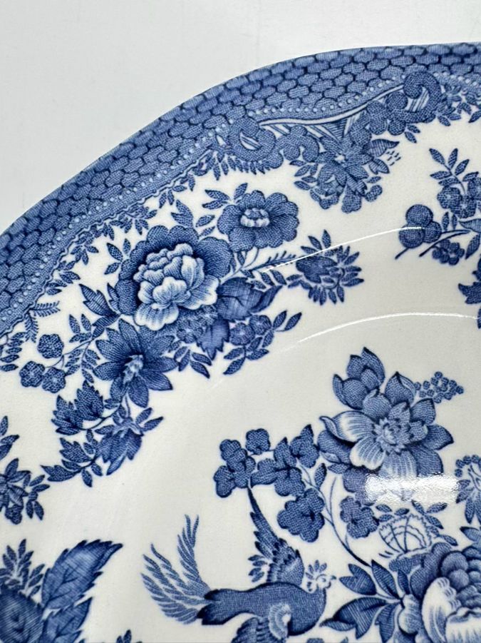 JOHNSON BROS. Blue & White Porcelain "Asiatic Pheasant" Set of 9 Salad Plates