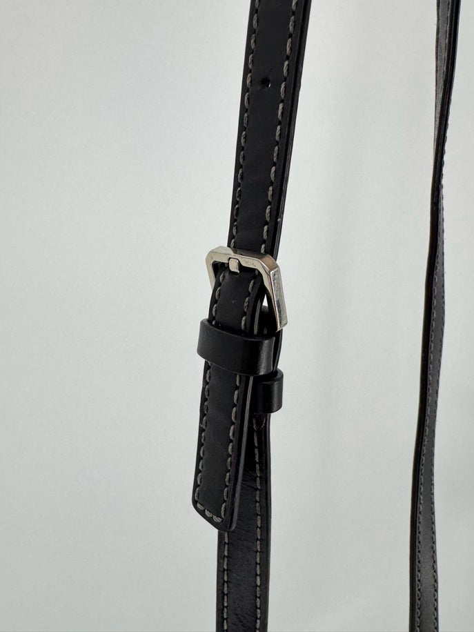 MCM Black Leather Visetos Cylinder Crossbody Bag