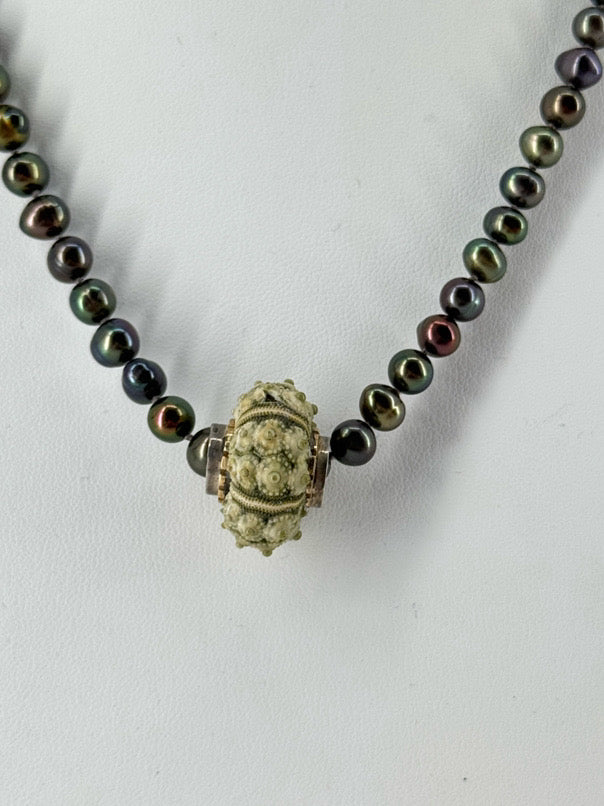 Silver & Gold Tone Freshwater Pearl Seashell Necklace