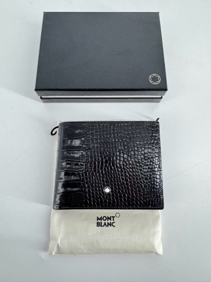 MONT BLANC Black & Brown Embossed Leather Wallet NWT