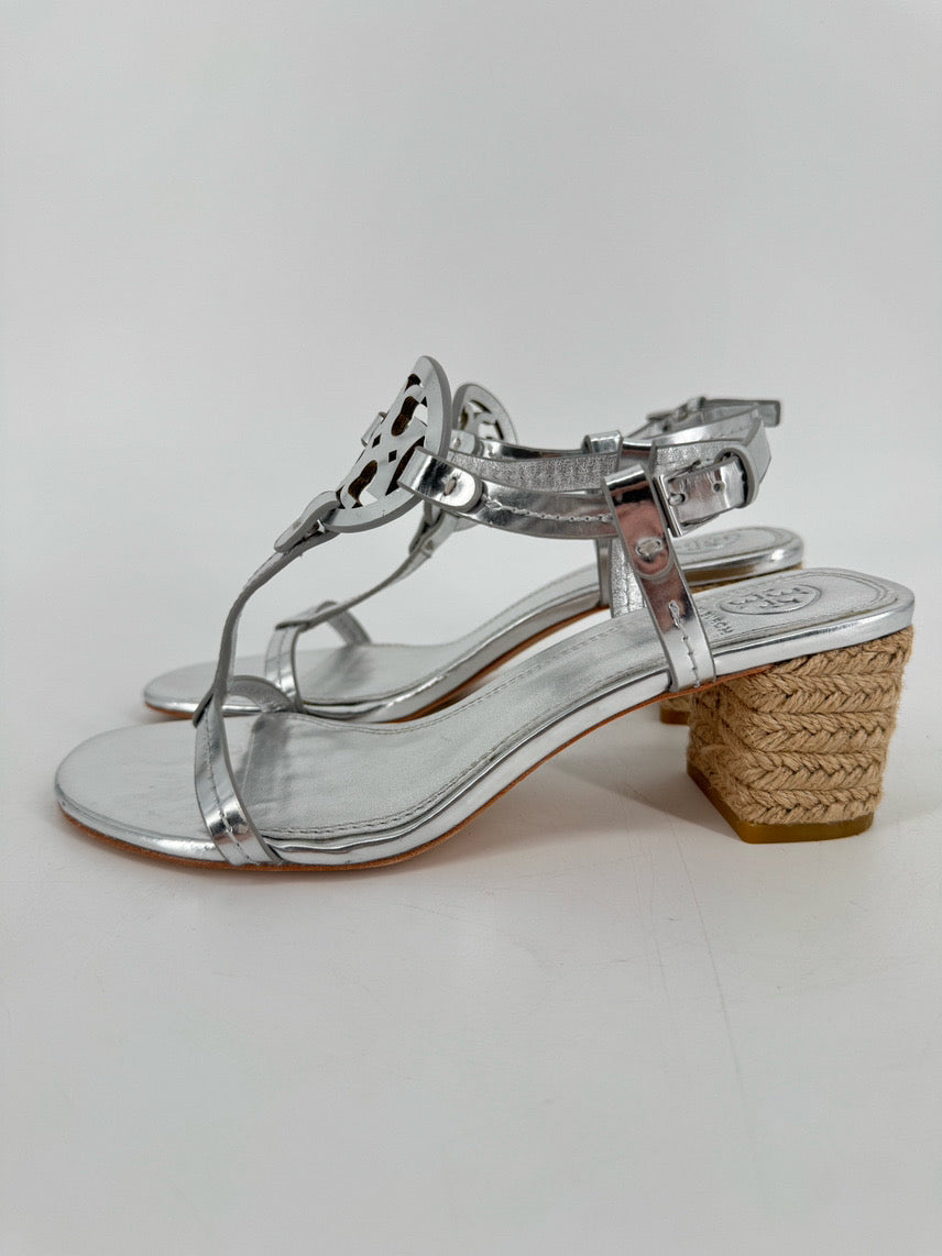 TORY BURCH Size 6.5 Silver Silver Heels