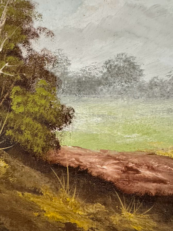 E. NEWHOLD Landscape Painting in Gold Frame