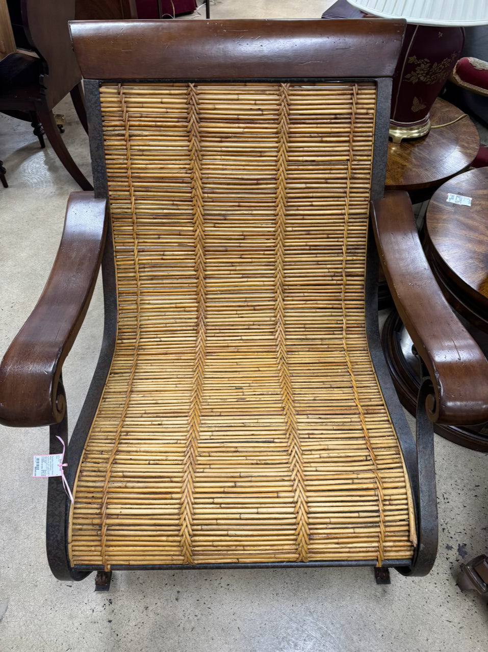 Bamboo & Metal Natural & Brown Chair & Ottoman