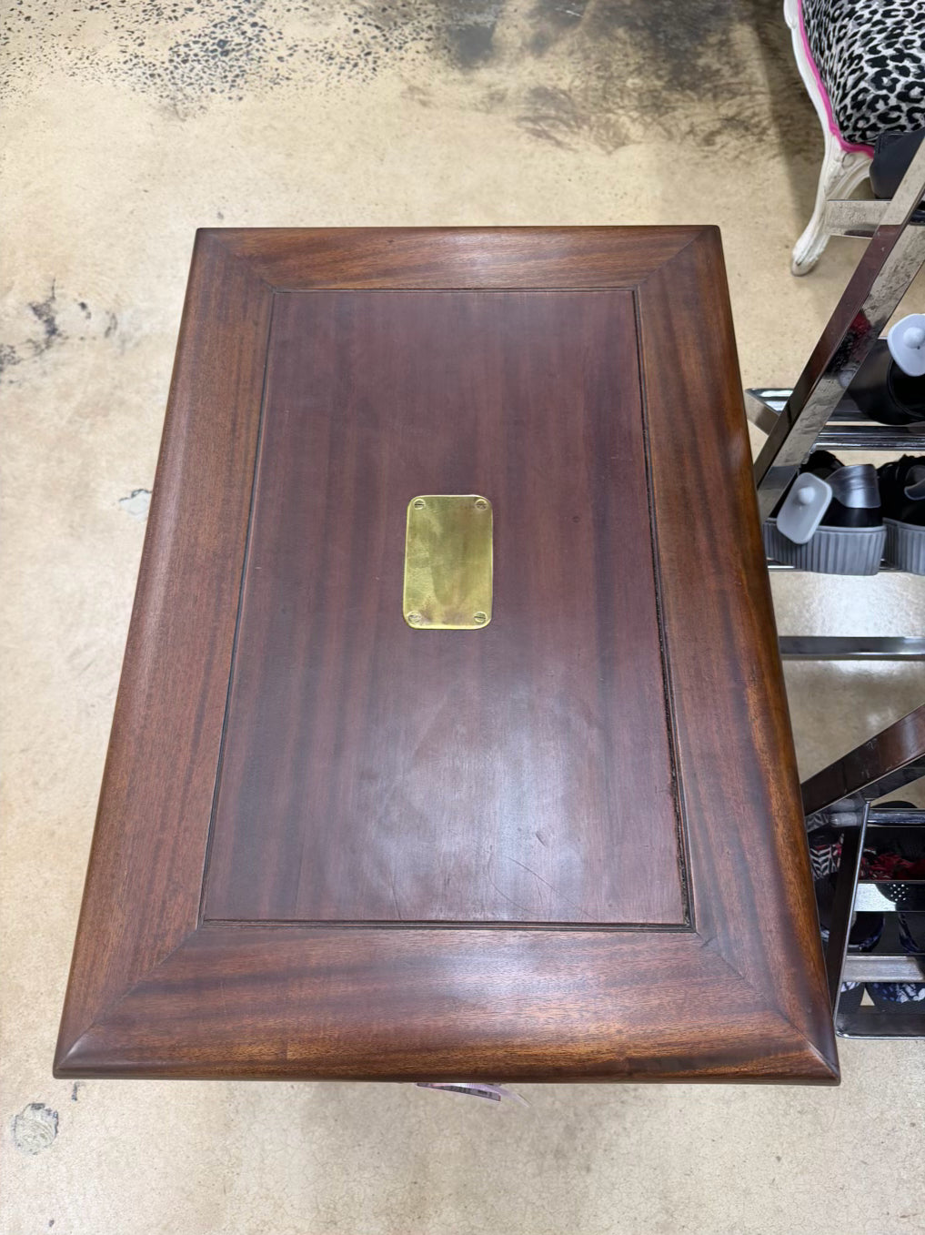 Wood Campaign Silver Chest w/ 3 Drawers