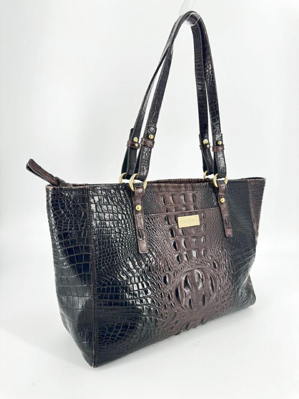 BRAHMIN Chocolate Embossed Leather Purse