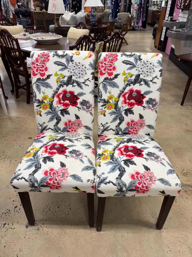 SKYLINE IMPORTS Pink & Gray Floral Pair of Chairs