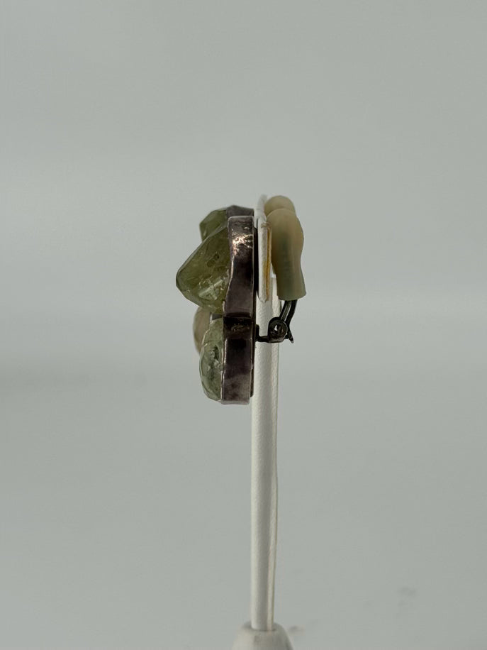 REBECCA COLLINS Sterling Silver Citrine & Peridot Clip On Earrings