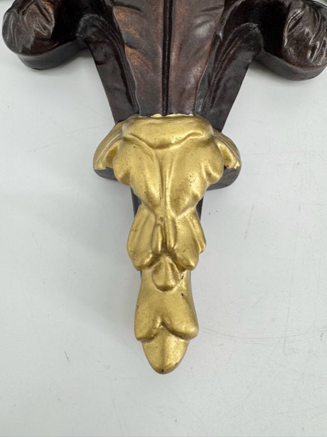 Brown & Gold Resin Pair of Wall Brackets