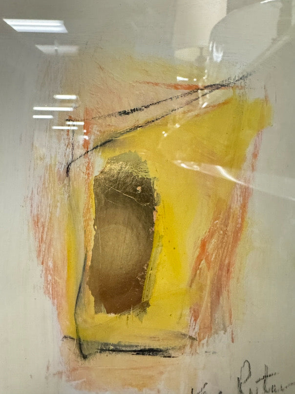 REVA RUTA Mixed Media Pair of Artwork in Gold Frames