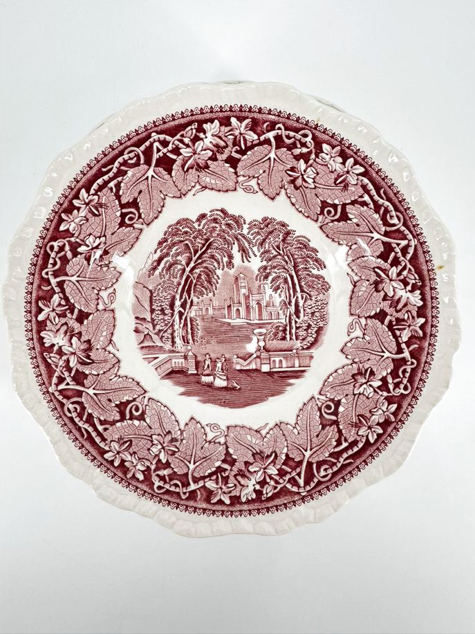 MASONS ENGLAND Red & White China Set of 8 Soup Bowls