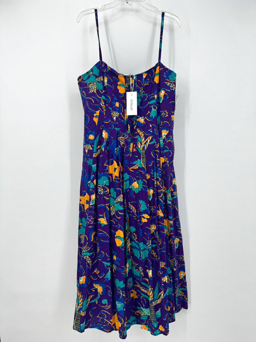 DEREK LAM 10 CROSBY Size 14 Purple & Yellow Flowers Sleeveless Dress NWT