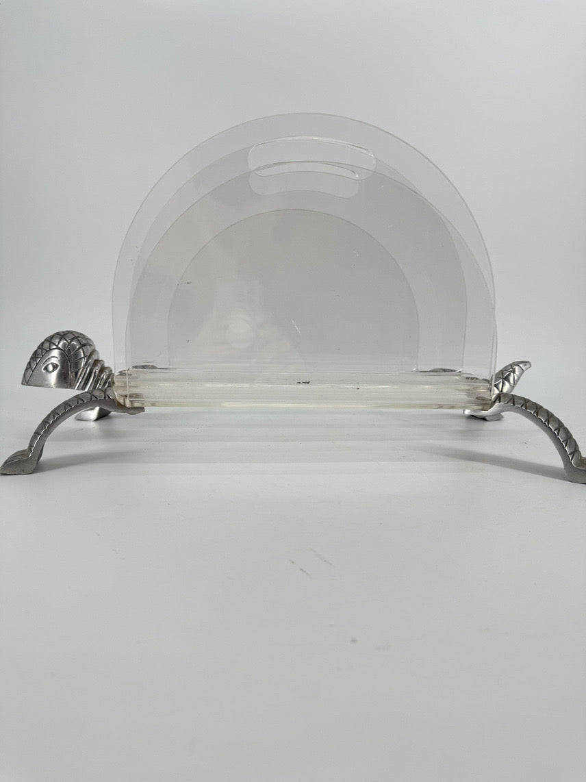 Lucite & Silver Tone Turtle Magazine Rack