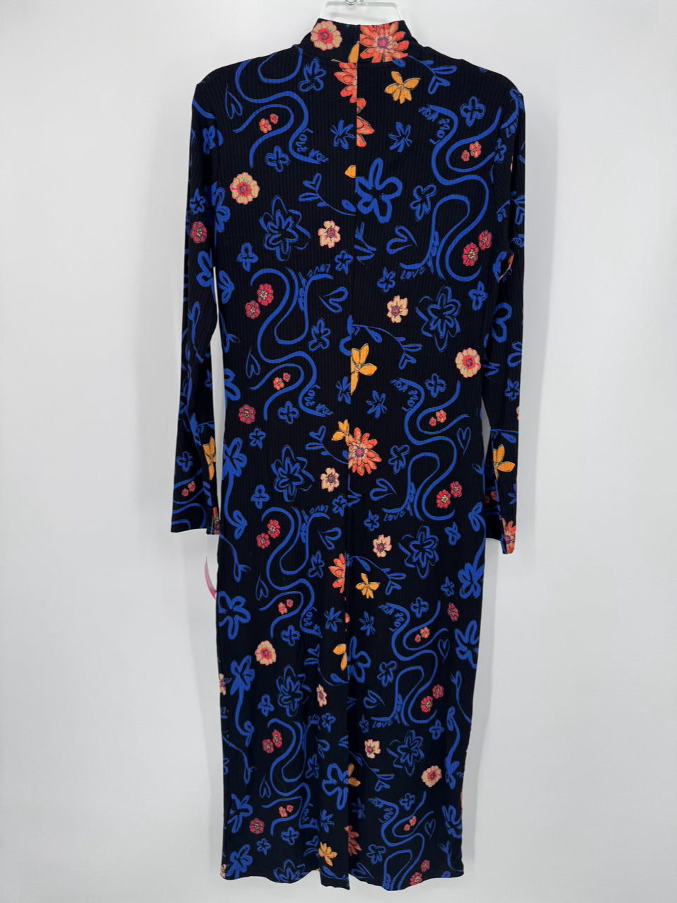 DESIGUAL Size L Black Floral Print Dress NWT
