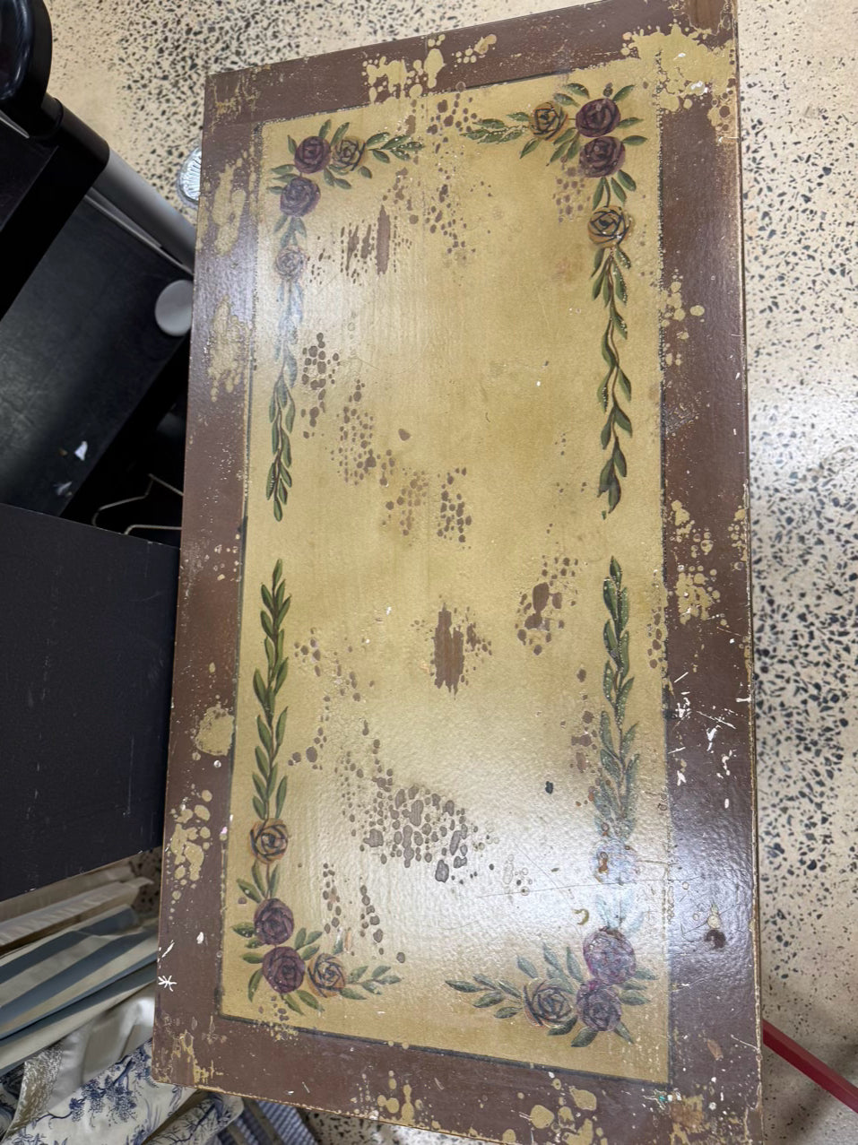 INDONESIA Painted Wood Shabby Chic Rooster Cabinet