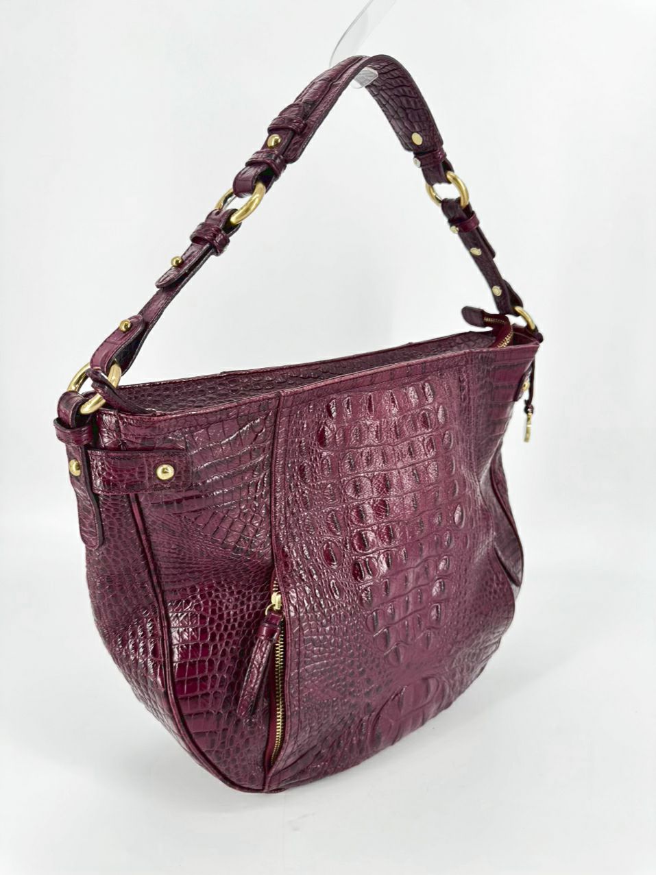 BRAHMIN Merlot Embossed Croc Leather Purse