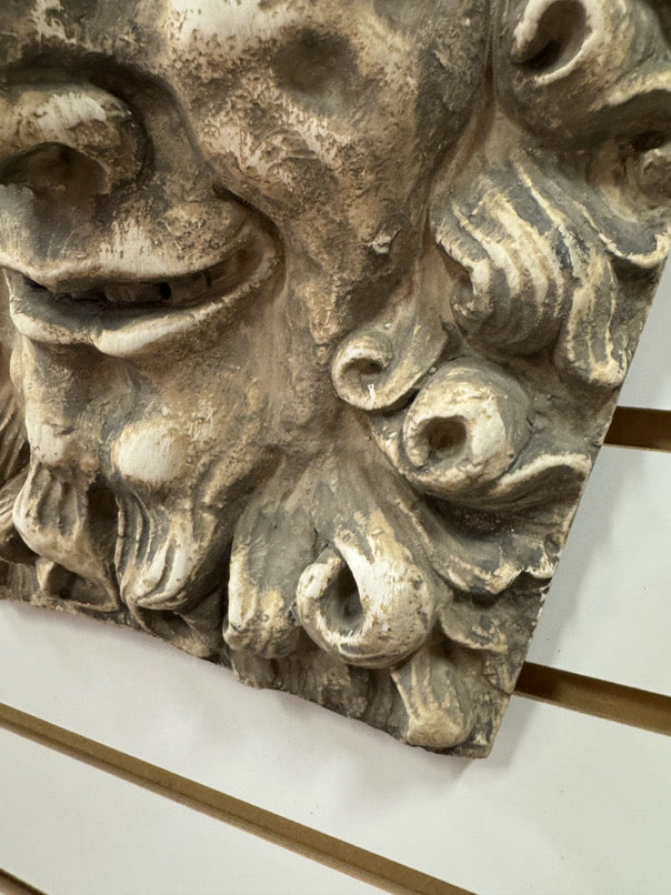 Plaster Grinning Man Wall Hanging Statuary