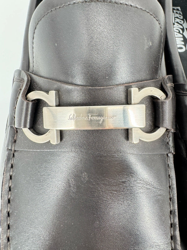 SALVATORE FERRAGAMO Size 11 Chocolate Leather Loafers