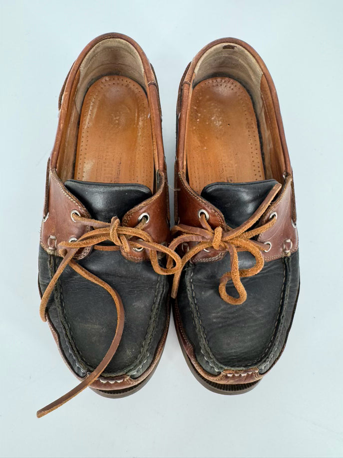 MEPHISTO Size 9 Brown & Black Leather Boat Shoes