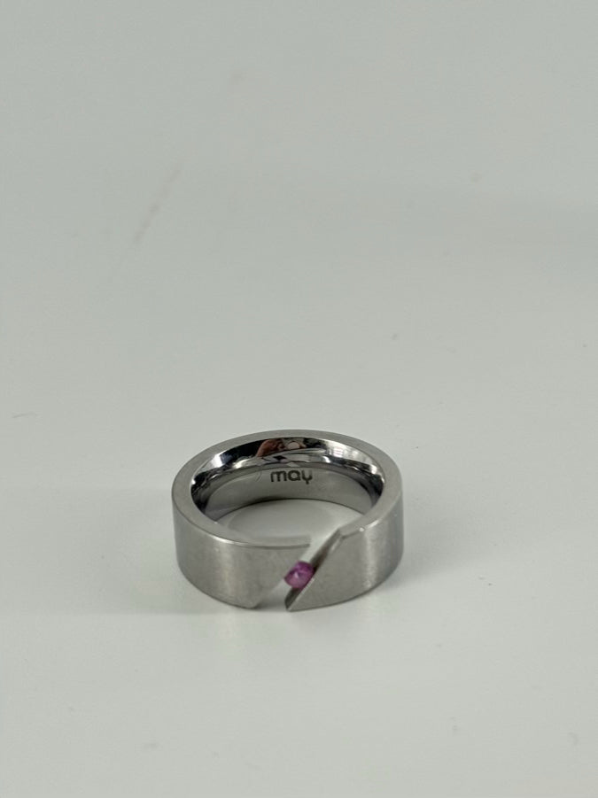 Titanium Pink Sapphire Tension Set Ring