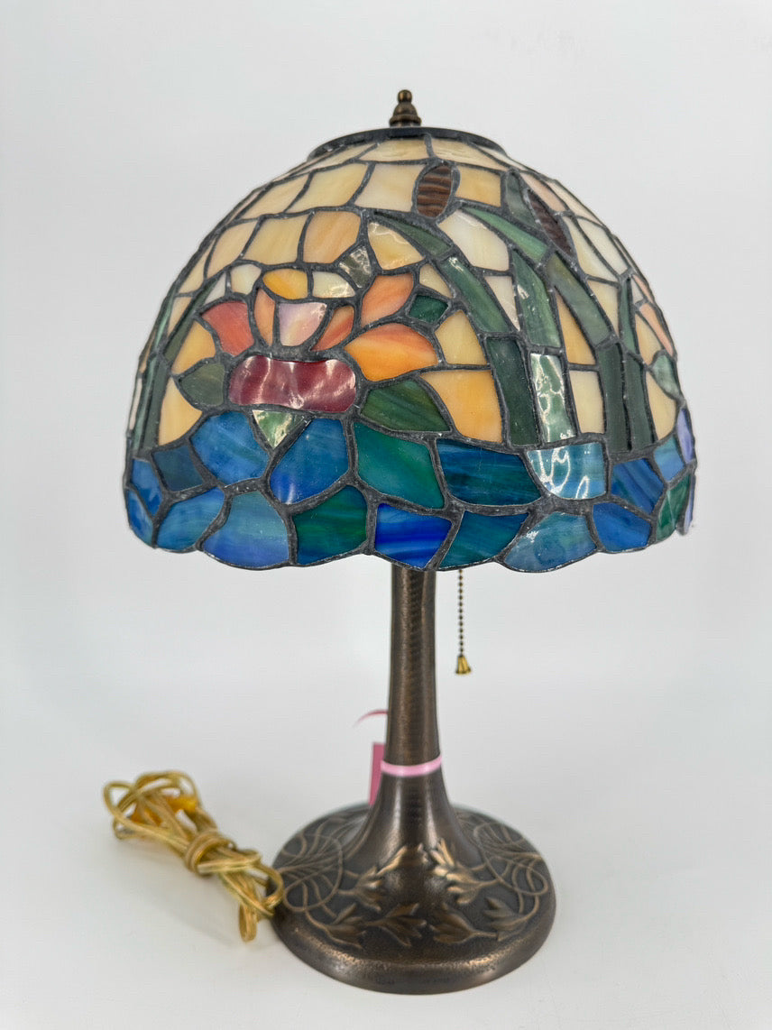 Cream, Green & Blue Tiffany Style Lamp