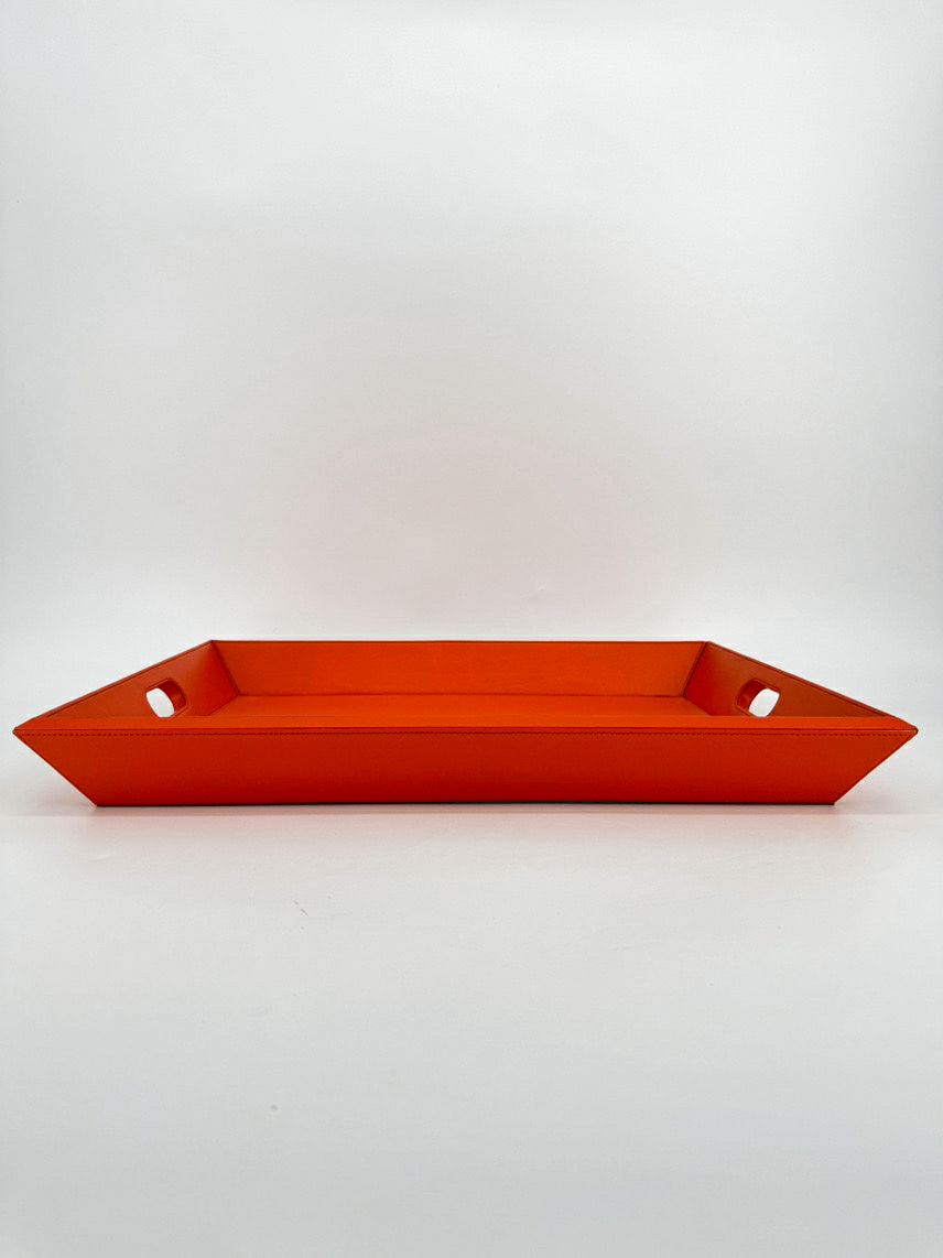 WILLIAMS SONOMA Orange Leather Tray