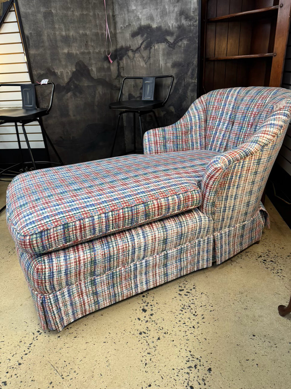 Red & Blue Plaid Chaise
