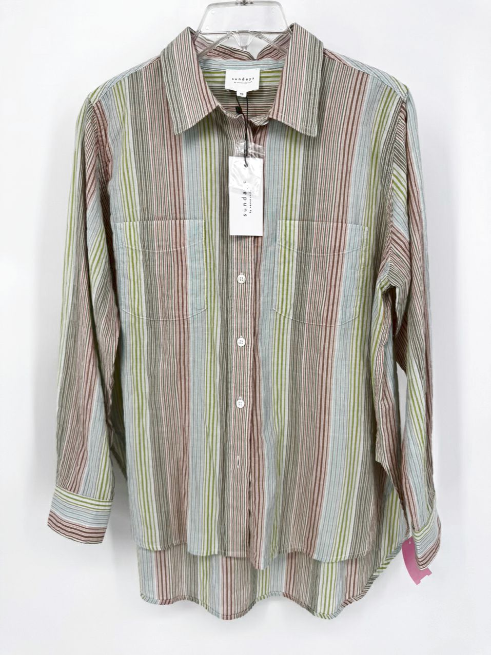 SUNDAYS by WEARESUNDAYS Size XS Green Print Stripe Emmie Shirt NWT