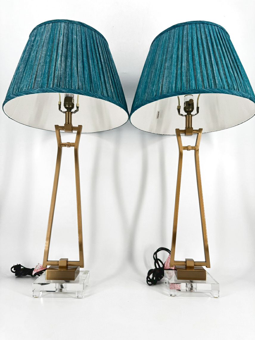 UTTERMOST Brass & Lucite Pair of Lamps
