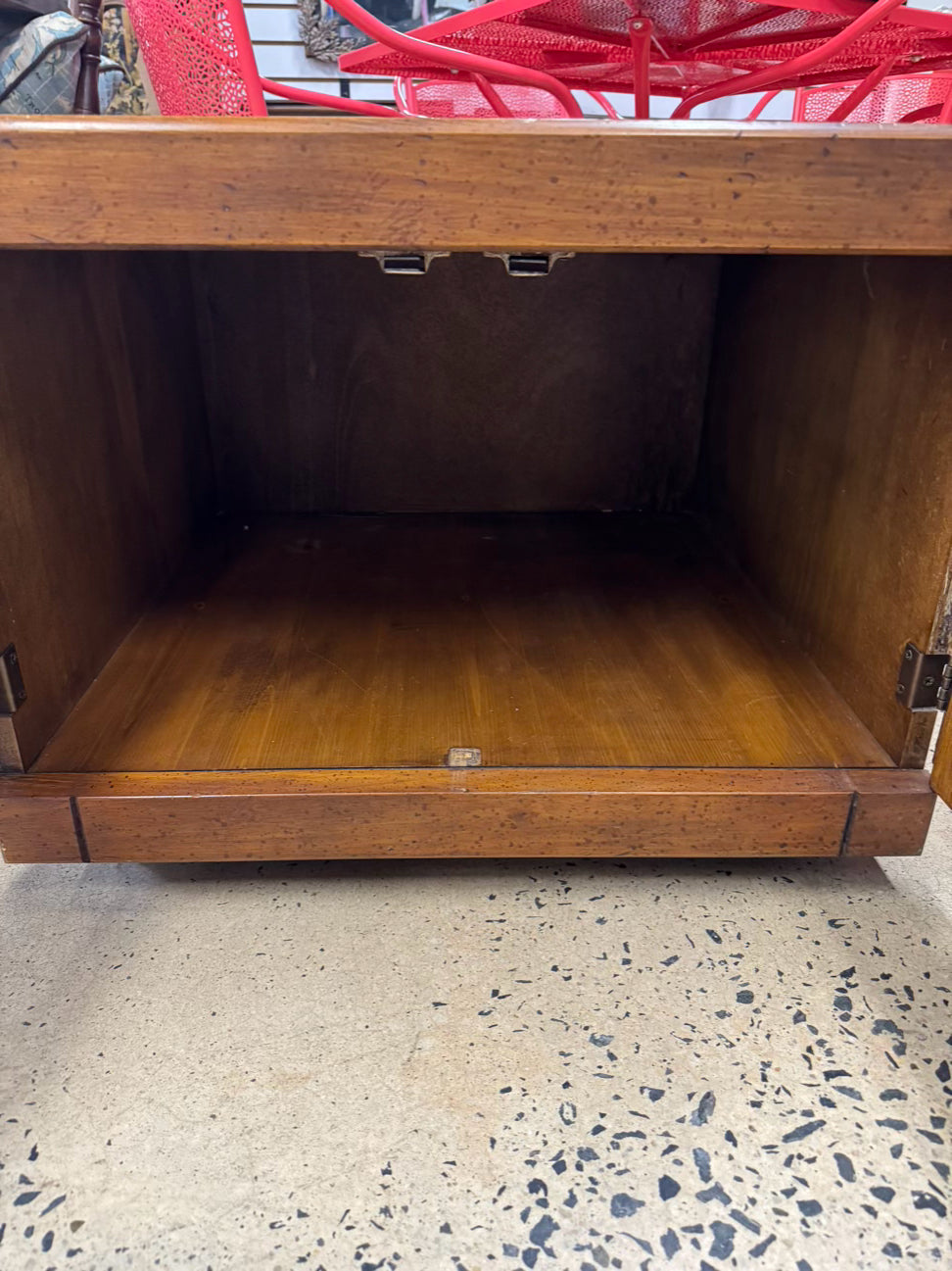 Wood Chevron Mid Century 2-Door Coffee Table