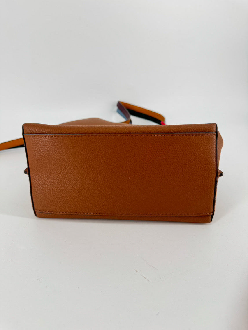 TORY BURCH Camel Leather 2-Strap Perry Bucket Bag