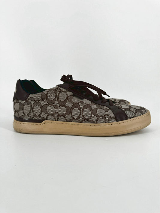 COACH Size 12 Brown Lowline Signature Jacquard Low Top Sneakers