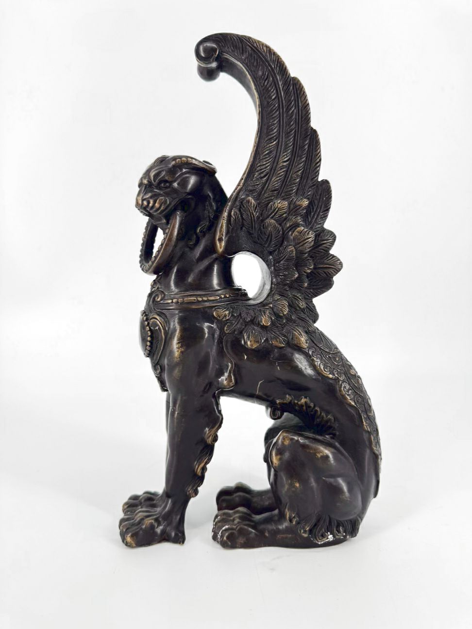Metal Winged Lion Figure