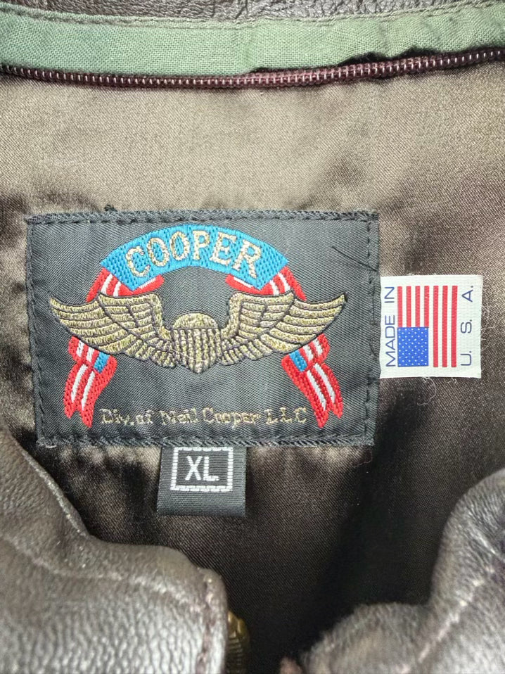 VINTAGE COOPER Men's Size XL Dark Brown Goat Skin Leather Flight Jacket