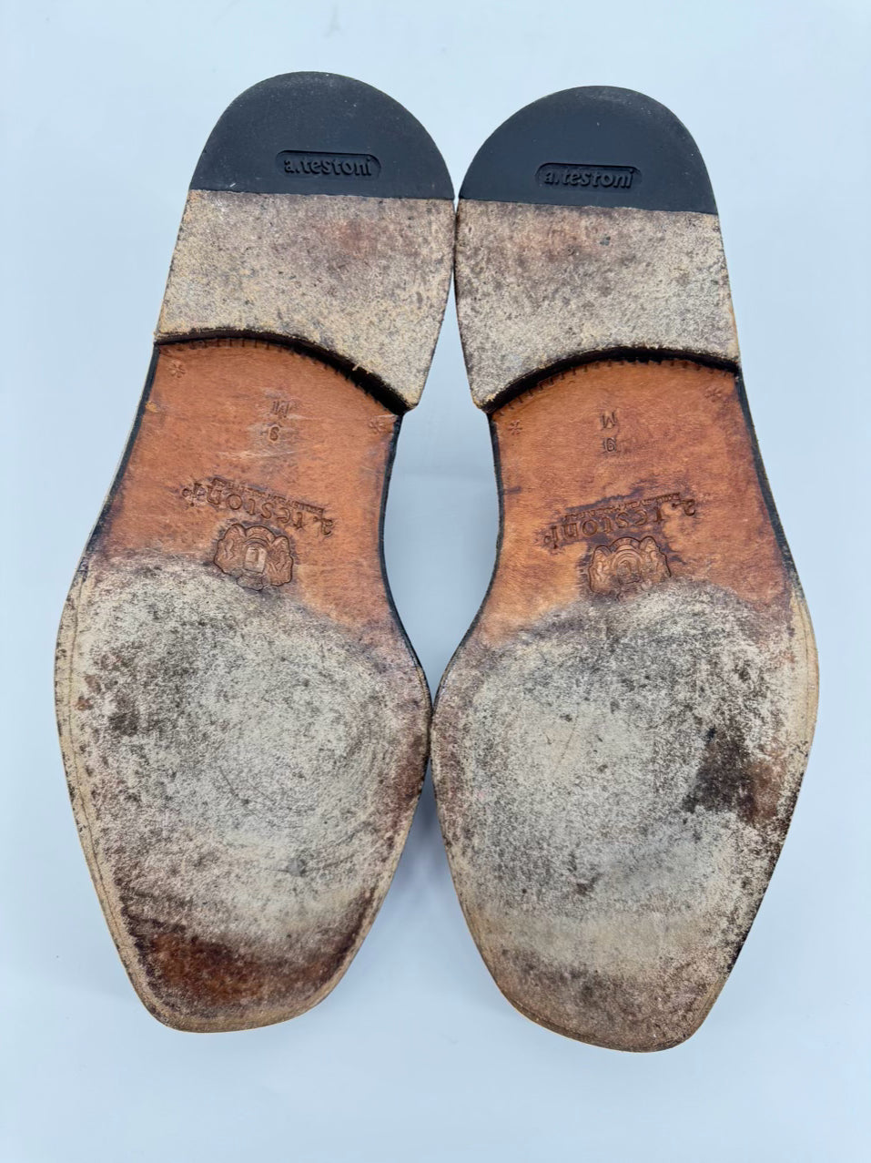 A. TESTONI Size 9 Cognac Leather Dress Shoes